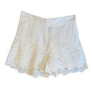 Sim & Sam Eyelet Rayon Lace Trim Solid White High Rise Shorts Xl
